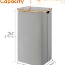 Lifewit 100L Laundry Basket with Lid, Clothes Hampers for Laundry with Bamboo Handles and 1 Removable Bag, Large Foldable Laundry Hamper for Bedroom, Bathroom, Dorm, Laundry Room, Silver Grey