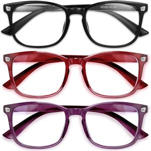 Gaoye Stylish Eyewear Frame Accessories - Blue Light Glasses for Women - Computer Glasses for Blue Light Blocking (B7-black + Wine Red + Violet Indigo)