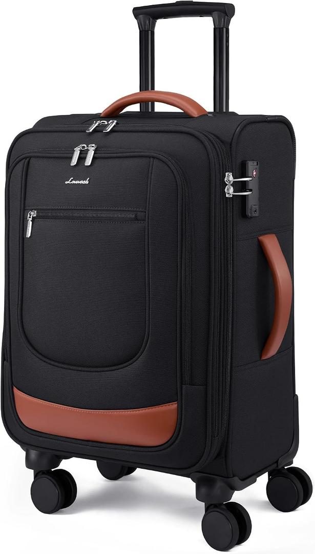 LOVEVOOK Carry On Luggage 22x14x9 Airline Approved, Softside Suitcase with Spinner Wheels for Men Women, 22 Inch Rolling Luggage with TSA Lock Multiple Compartments for Travel Business Trip, Carry-on 20-inch
