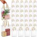 Cididu 40 Pieces Clear Gift Bags with Handles, White Frosted PVC Candy Bags 8''x3''x10'', Reusable Translucent Wrap Tote Boutique Bags for Mother's Day Wedding Shopping Party, Tear Resistant