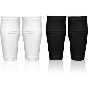 2 Pairs Soccer Shin Guard Sleeves Youth with Pockets, Soft Breathable Soccer Shin Pad Holder Sleeve Socks, Protective Leg Guard Covers with Pocket for Teenagers Kids Adults, Football(M Size)