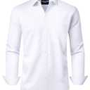 Alimens & Gentle White Dress Shirt for Men Long Sleeve Stretch Wrinkle Free Button Down Shirts Casual Work Formal Shirts Size Large