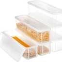 ZENFUN Set of 6 Pasta Storage Containers with Lid, Airtight Spaghetti Noodle Holder Rectangular Chopstick Storage Box Sealed Noodle Canisters for Refrigerator, Kitchen Pantry, 3" x 12" x 3", BPA-FREE
