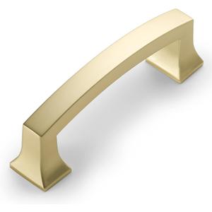 Amerdeco 10 Pack Brushed Brass Cabinet Pulls 3 Inch(76MM) Hole Center Gold Drawer Pulls Cabinet Hardware Kitchen Cabinet Handles for Bathroom Dresser Pulls ZH0009