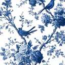 Cerise 100 pcs Blue Floral Napkins with Birds, Vintage Chinoiserie Disposable Cocktail Dessert Napkins for Decoupage, Baby Shower, Birthday, 100 Count (Blue)