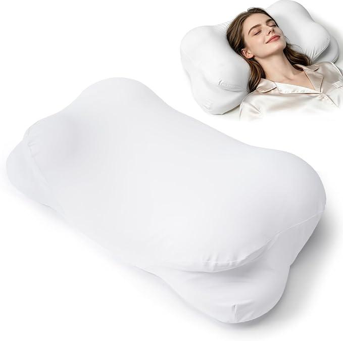 Cloud Pillow Ergonomic Cervical Memory Foam Pillow, Breathable Neck Support (white)