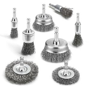 8 Pcs Wire Wheel Brush Set for Drill,Stainless Steel Wire Cup Wheel with 1/4 Inch Hex Shank for Rust Removal, Corrosion and Scrub Surfaces