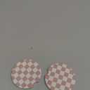 Brown Checkerboard Ceramic Car Coasters  Absorbent Car Cup Holder Coaster Set for Aesthetic Car Interior, Retro Neutral Car Accessories, 2 Pack