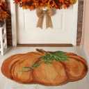 WILLBOND Fall Door Mat Pumpkin Rug Thanksgiving Welcome Mat Pumpkin Coir Doormat 16 x 28 Inch Non Slip Reusable Heavy Duty Doormat for Indoor Outdoor Entrance Bathroom Porch Autumn Decor