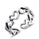 Silver Heart Ring - Adjustable Vintage Sterling Silver Open Heart Ring for Women, Unique Statement Thumb Ring