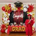 Red White Gold Graduation Balloon Garland Arch Kit with Graduation Star print Certificate Letter Foil Balloons for Graduate Class of 2026 Grad Prom party Decorations Supplies