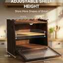Bread Box for Kitchen Countertop Wooden Double Layer Bread Storage Container Bin Breadbox Holder Large Capacity Keeper Vintage Farmhouse Food Organizer (Large)