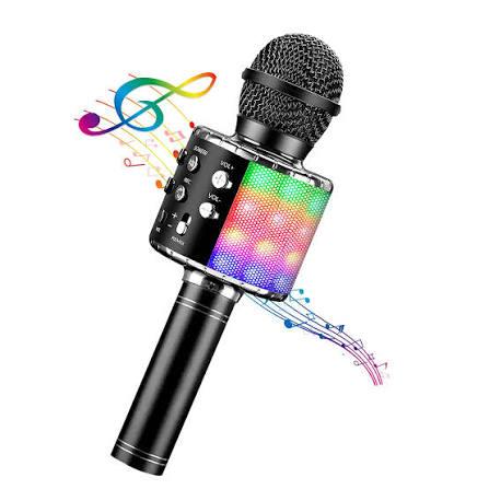 BlueFire 4 in 1 Karaoke Wireless Microphone with LED Lights, Portable Microphone for Kids, Great Gifts Toys for Kids, Girls, Boys and Adults (Black)