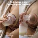 Frida Mom 2-in-1 Breast Pump: Manual Hand Pump & Hands-Free Automatic Suction Cup, Dual-Mode, Wireless Milk Collector, Ergonomic Handle, SoftFeel Flange for Breastfeeding