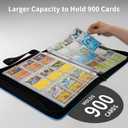 Trading Card Binder 9 Pocket  900 Cards Zipper PU Card Album with Sleeves, Hard Cover Card Holder Organizer for Pokmon, MTG, Sports Cards (Blue, 9 Pocket 900)