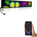 Large Programmable Indoor Windows LED Signs, P10 Resolution LED Sign, Bluetooth APP, for Cars, Business, Bars, Gaming Rooms, Restaurants, Festivals (39"x 8")