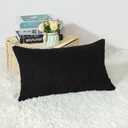 Artscope Cozy Striped Corduroy Pillow Covers Super Soft Decorative Oblong Throw Pillow Covers Case Cushion Covers for Sofa Couch Bedroom Car Decor 12 x 20 Inches, Black