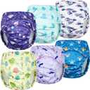 MooMoo Baby Plastic Training Underwear Leakproof Rubber Pants for Potty Training for Boys and Girls (7T, Purple)