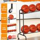 EXTCCT Tilt Basketball Rack Ball Storage Holder - Tilt Basketball Shooting Training Rack, Garage Sports Equipment Organizer, Outdoor and Indoor Rolling Balls Cart with Wheels