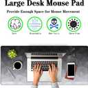 Computer Desk Mat XXL Mousepad Big Mouse Pad Gaming Desk Mats Office Pad Non-Slip Rubber Base Waterproof with Stitched Edges 35.4 X 15.7 for Game Office, White Grey Geometric