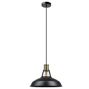 GLOBE Electric 65712 Robin 1-Light Plug-in or Hardwire Pendant, Satin Black, Antique Brass Accents, 15ft Black Woven Fabric Cord, in-Line On/Off Rocker Switch