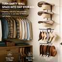 All-in-One Hat Organizer for Wall with 12 Clips for Wide Brim Hats, Caps, Large Capacity Hat Holder for Cowboy Hats, Baseball Caps, Bucket Sun Hats for Closet Bedroom Matte Black