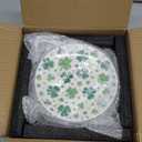 Hushee 6 Pcs St. Patrick's Day Ceramic Shamrock Plates 6 Inch Irish Dessert Platter Serving Plate Clover Leaf Salad Dishes Tableware for St. Patrick's Celebration, Dinner Party, Gift(Cute) (green, white)