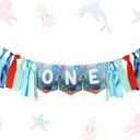 Under the Sea 1st Birthday Decorations One Birthday Highchair Banner Ocean 1st Themed Party Decorations Sea Animal 1st Birthday Decors Ocean Animal Birthday Party Supplies