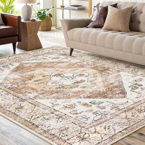 Lahome Washable Living Room Area Rugs 8x10 - Boho Ultra-Thin Non-Slip Bedroom Rug 8x10 Under Bed, Farmhouse Neutral Print Floor Carpet for Dining Room Office Adelyn (Taupe,8'x10')