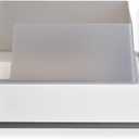 Tuft + Paw Cove Litter Box, High Sided Open Top Designer Litter Box for Large Cats, Built-in Scoop, Brush & Dustpan, Anti-Stick Plastic, Privacy Walls - White/Gray