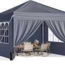 10x10 Pop Up Canopy with Sidewalls, Instant Portable Canopy Tent with Carry Bag for Commercial Events, Camping, Parties - Dark Grey