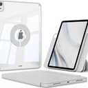 KENKE Magnetic Case for iPad A16 11th/10th Generation (11/10.9 Inch, 2025/2022) with Pencil Holder, Magnetic Detachable Hybrid Stand, Clear Hard PC Back Shell, Portrait/Landscape Angle, Gray