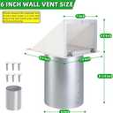 6 Inch Hooded Wall Vent with Screen and Damper,6 Inch Exhaust Vent Cover Cap for Outdoor Kitchen Range Hood Dryer Ventilation,Outside Wall Mount Extractor for House Air Exhaust,Galvanized Steel,White