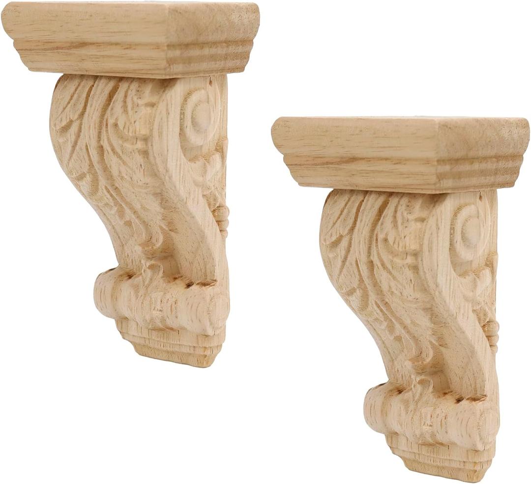Antrader Corbels for Shelves, Wood Decorative Corbels for Shelves Countertops Set of 2
