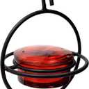 Monarch Abode Hanging Hummingbird Feeders for Outdoors Single Handcrafted Hanging Glass Hummingbird Feeder with Red Bowl & Perch, Decorative Humming Bird Feeders for Outdoors Garden Patio Deck