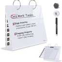 Desktop Glass Dry Erase & Acrylic Aesthetic Desk Calendar Weekly to-do List Combo, Small Magnetic Standing Whiteboard, Desk Flip Easel Calendar with Accessories for Home Office Supply, White, 9 x 7''