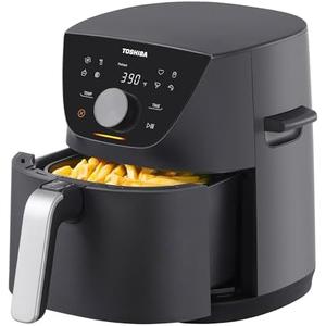 Toshiba 5.5QT Air Fryer with Heat-Q Technology, Quick and Easy Meals, 8 Preset Menus and Menu-IQ Function, 1-Degree Fahrenheit Precision, 90% Less Oil, Double-Sided Handles