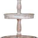 Krismax Decorative Trays - Two Tiered Tray Stand Rustic Decor Farmhouse 2 Tiered Tray Serving Tray Seasonal & Holiday Decoration Wooden Tray (15.7", Brown)