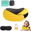 Travel Pillow, Travel Neck Pillows for Airplane, Neck Pillow Airplane - Memory Foam Neck Pillow for Traveling, Ultimate for Adults and Kids, Yellow