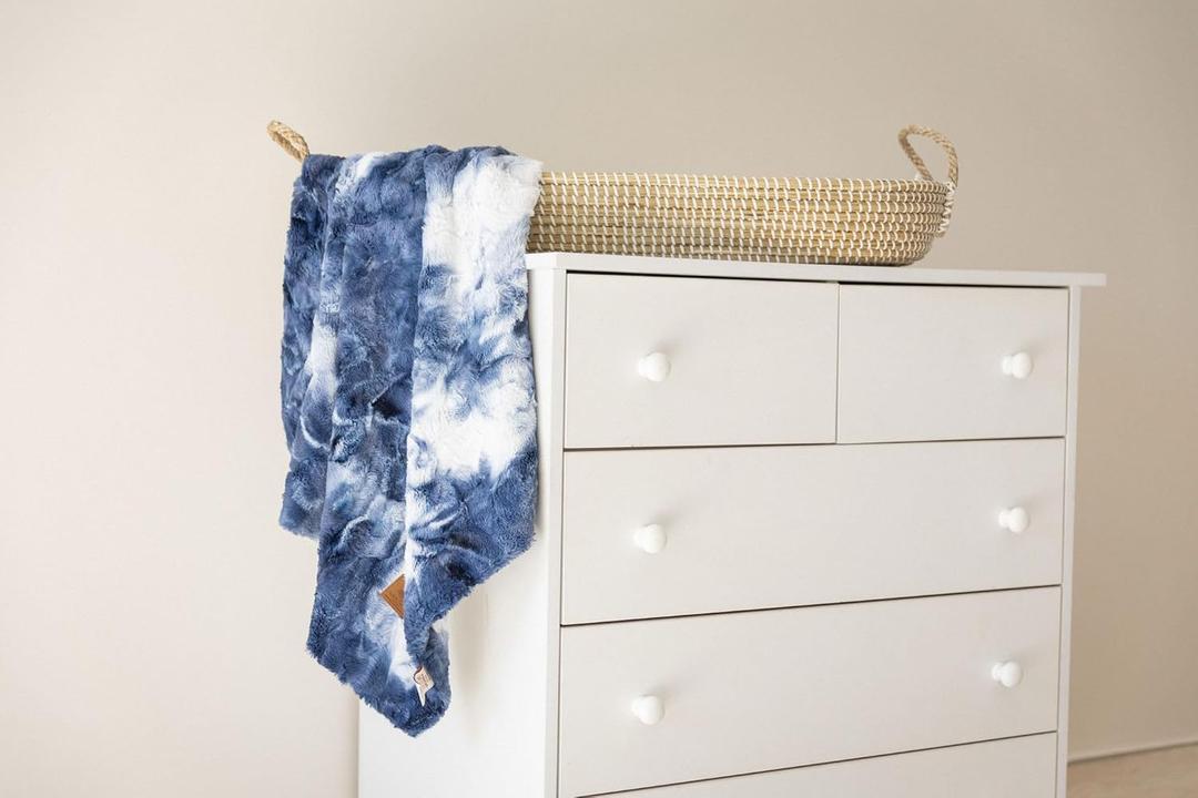 Cuddle Cookie Baby Tie-Dye Faux Fur Blanket, 27 x 33 inches, in Gift Box (Blue)