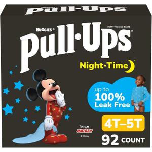 Pull-Ups Boys' Night-Time Potty Training Pants, Size 4T-5T Overnight Training Underwear (38-50 lbs), 92 Ct