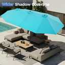 SUPERJARE 13FT Outdoor Patio Umbrella with Base Included, Double Sided Pool Umbrellas with Fade Resistant Canopy, Large Table Umbrella for Deck, Market, Backyard - Light Blue