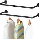 Oroonoko 2PCS 36inch Industrial Pipe Clothes Rack Wall Mount For Hanging Rod Bar for Laundry Room Plant Hanger Indoor Up to Max Load 132lbs Black (36 inch(2 Packs))