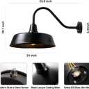 24 inch Barn Lights Outdoor Gooseneck Lighting, Dusk to Dawn Black Exterior Barn Lights, Farmhouse Wall Lighting Fixtures with Sensor for Porch Garage (1, 24" Diameter)