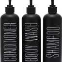HOMCDALY Black Shampoo and Conditioner Dispenser, 16oz 3-Pack Refillable Pump Bottles, Shampoo Conditioner Body Wash Dispensers Bottles, Bathroom Shower Dispenser (Black-2
