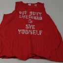 Funny OFF DUTY SAVE YOURSELF Lifeguard Swimming Pool Beach Tank Top (Small, Red)