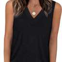 WIHOLL Tank Tops for Women Summer V Neck T Shirts Trendy Sleeveless Basic Tees Fashion Clothing, Black, L