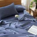MooMee Bedding Duvet Cover Set 100% Washed Cotton Linen Like Textured Breathable Durable Soft Comfy (Heathered Blue, Full 80"x90")
