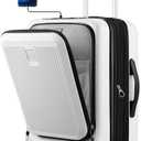Carry on Luggage 22x14x9 Airline Approved, LTB PC Hard Shell Suitcase with Front Pocket, Expandable Luggage with USB Port (FX-Lite, White, 20 Inch, 37L-42L)