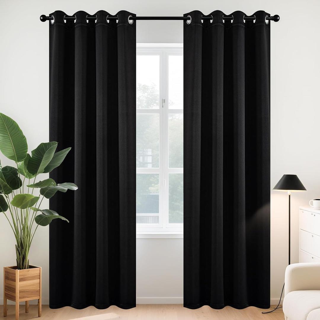 Joydeco Blackout Curtains for Bedroom 84 Inch - Black Out Curtains with Grommets Thermal Insulated Room Darkening Light Blocking, Noise Reducing & Wrinkle-Free Drapes for Living Room Windows, 2 Panels